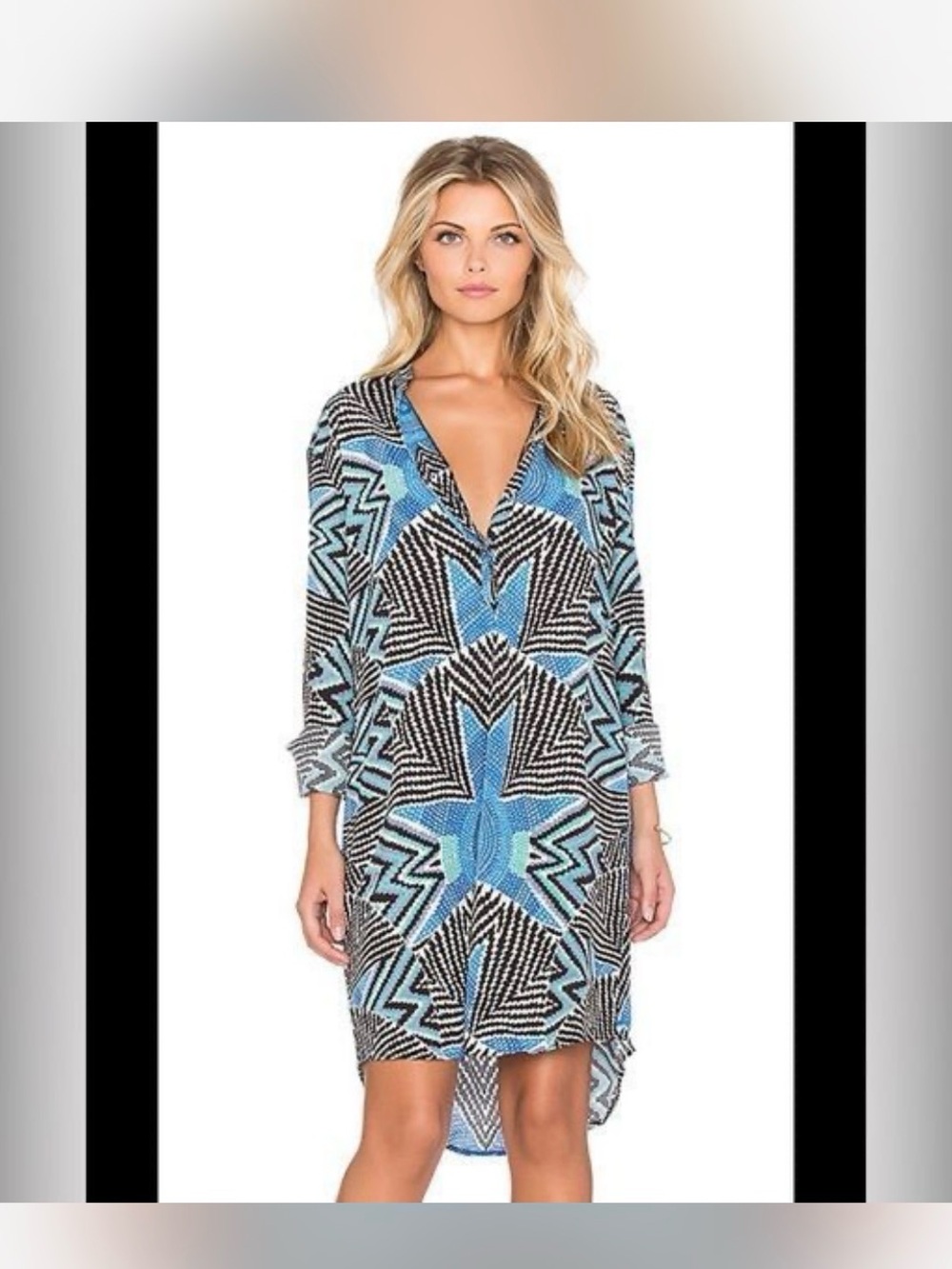 Mara Hoffman Blue Black Geometric Mini Dress